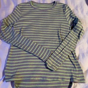 Grey and neon yellow stripped shirt